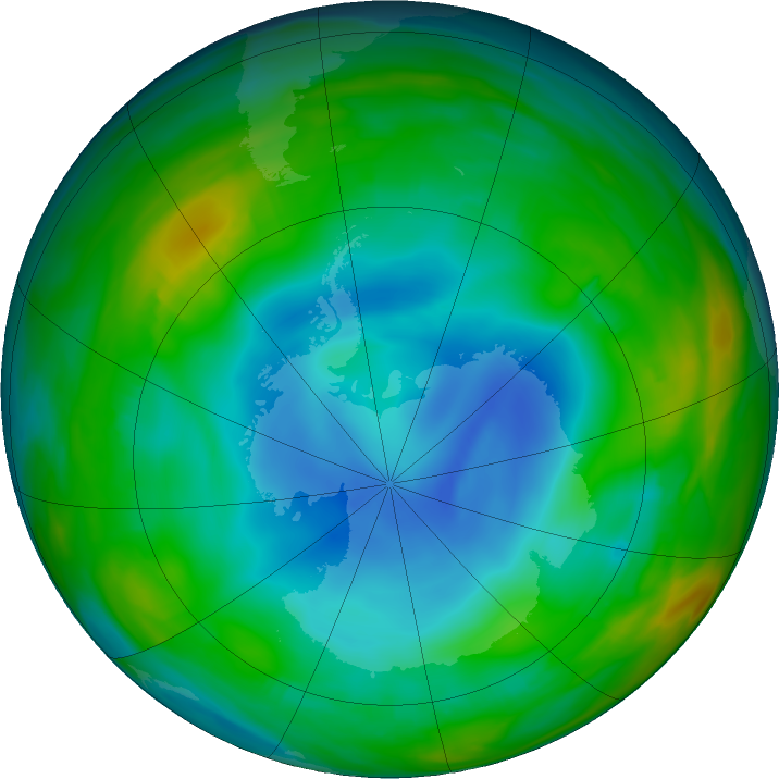 Antarctic ozone map for 27 June 2018